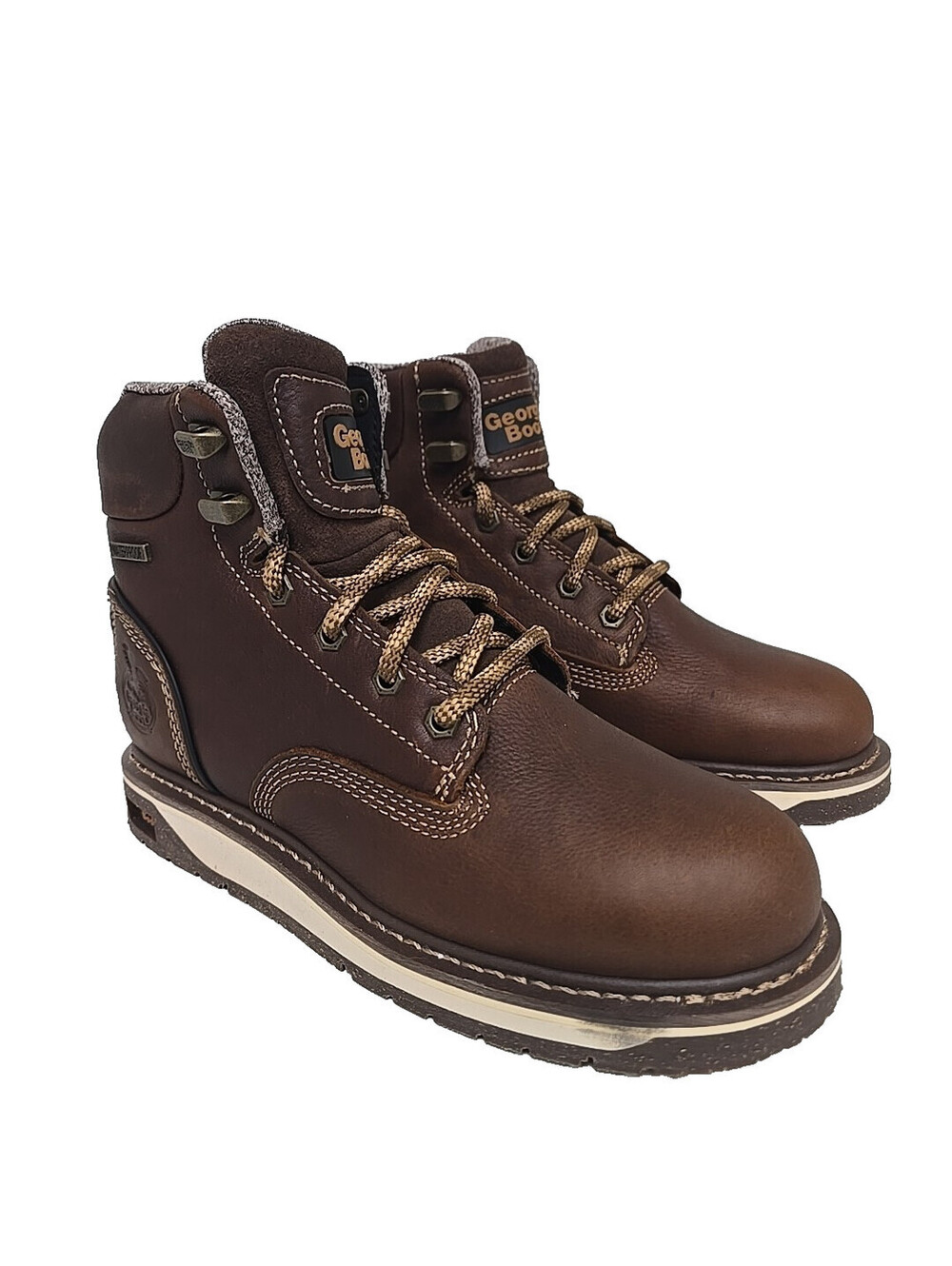 Georgia Boot Women's GB00482 6" AMP LT Wedge Soft Toe Work Boot Brown Size 7M